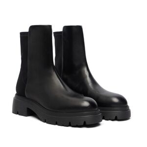 New Stuart Weitzman 5050 Hudson Lite Bootie Black Leather Sz 9